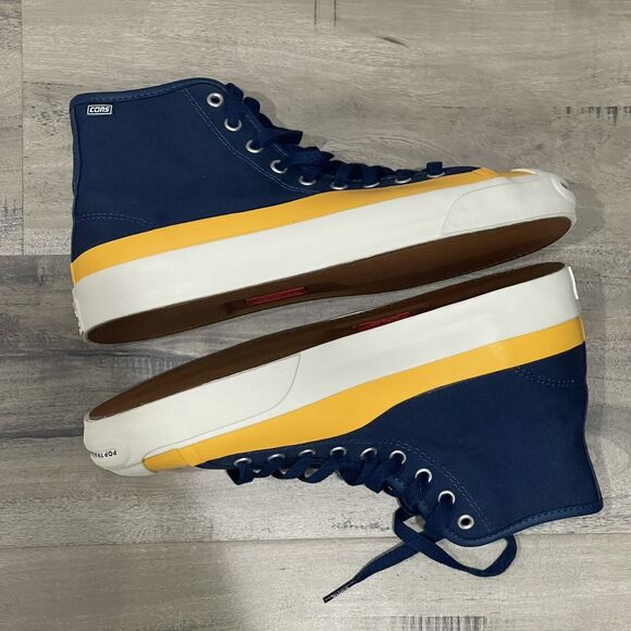 Converse Shoes Size 8 Mens Navy Yellow Pop Trading Jack Purcell Pro HighCompany - Picture 5 of 12